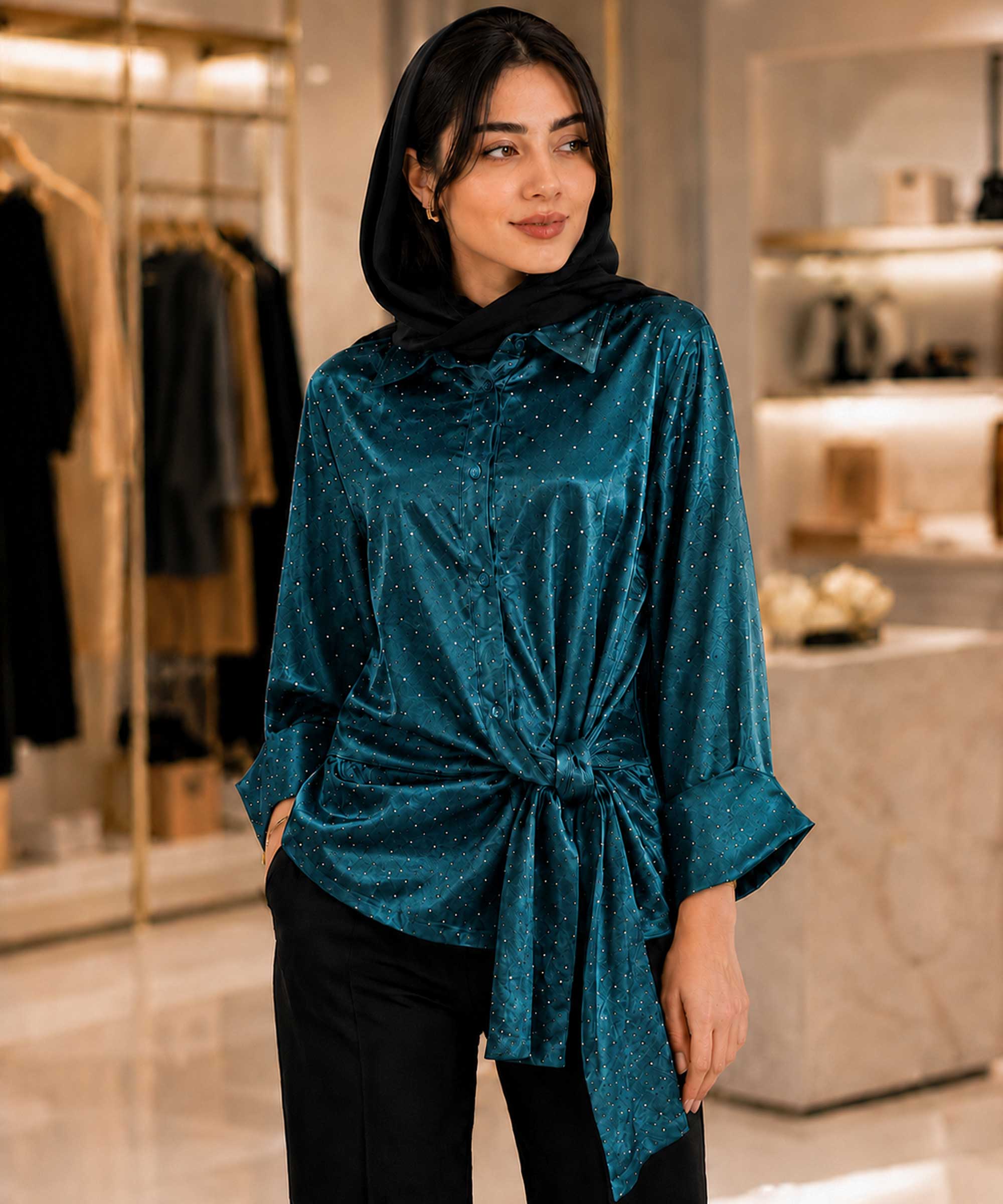 شومیز زنانه مانیسا مدل نگین دار کوک مال