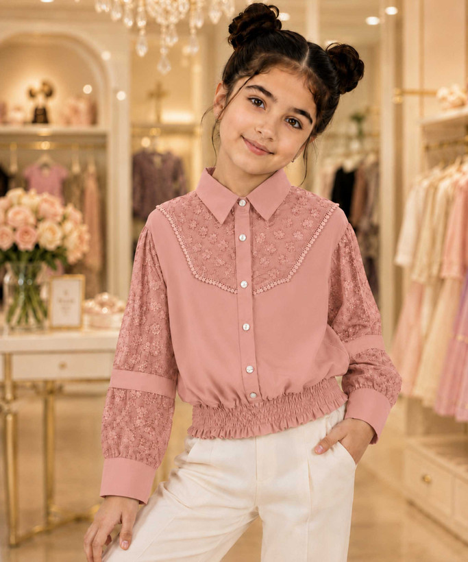 شومیز میکس دخترانه مدل تور دوزی در فروشگاه کوک مال