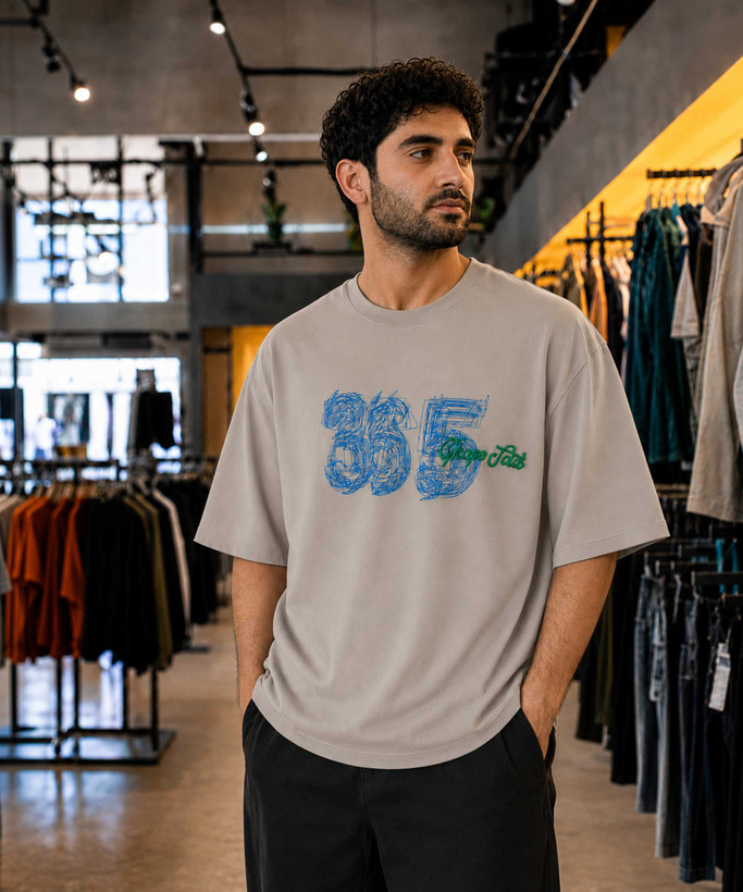 تیشرت نیمه آستین مردانه باکسی مدل 365 در کوک مال