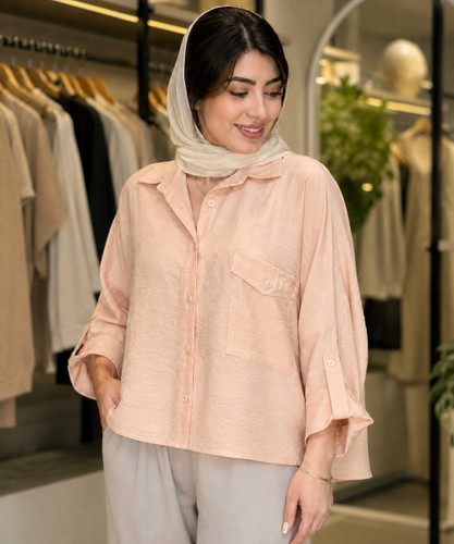 شومیز زنانه پری مدل کراپ تک جیب در کوک مال