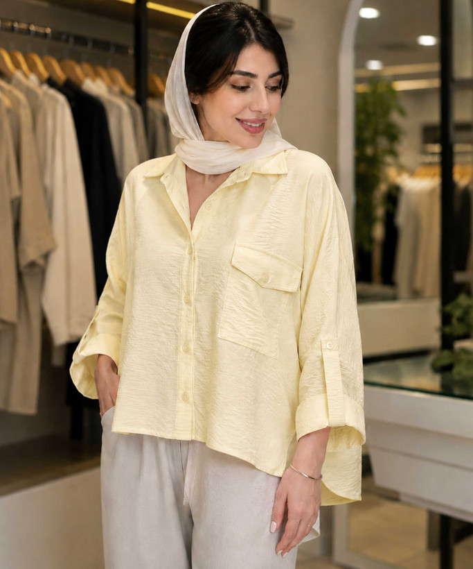 شومیز زنانه پری مدل کراپ تک جیب در کوک مال