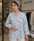 شومیز زنانه پنبه کنفی طرح پتینه در کوک مال