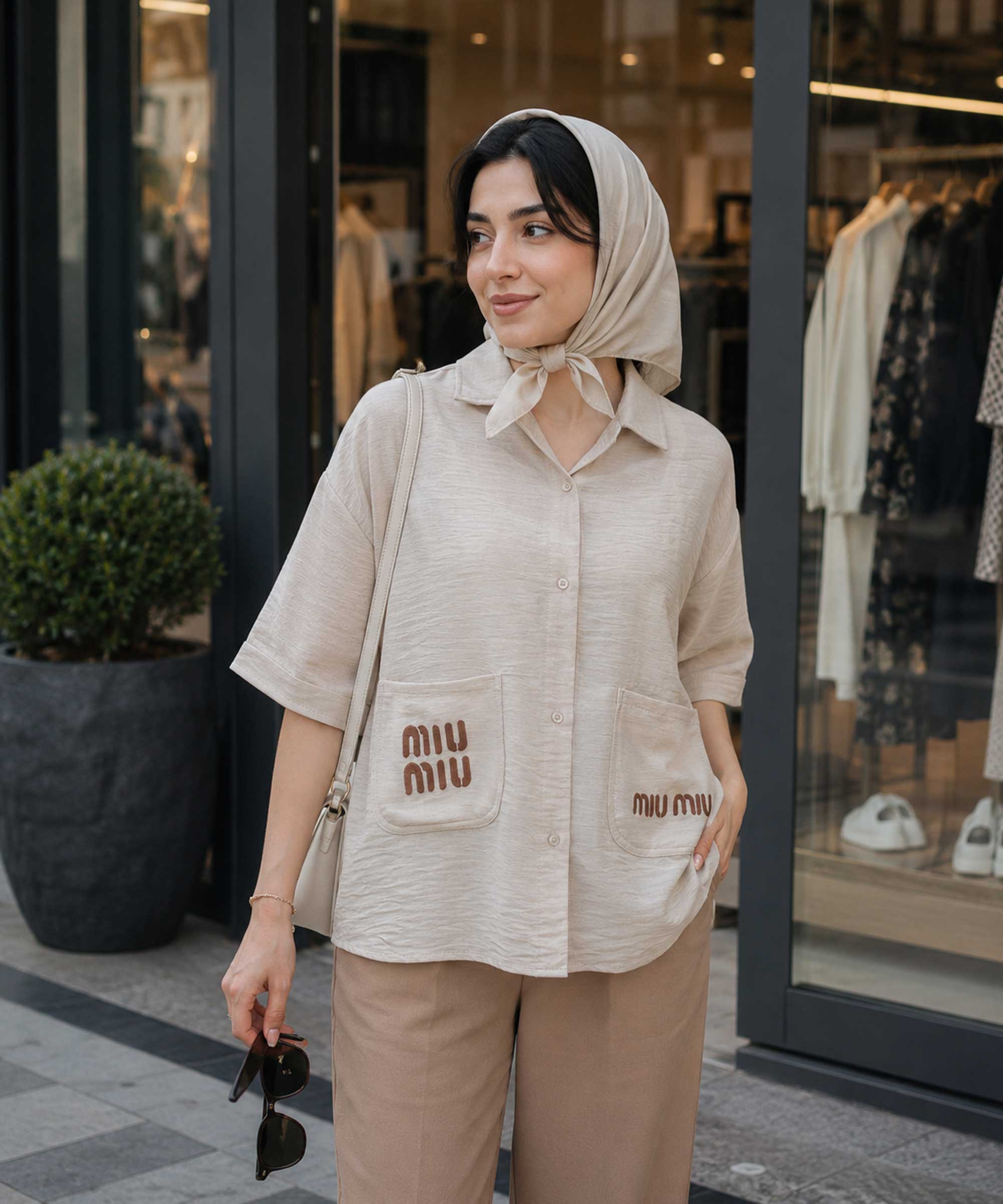 شومیز نیمه آستین زنانه مدل miu miu  در کوک مال