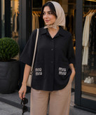 شومیز نیمه آستین زنانه مدل miu miu در کوک مال