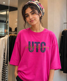 تیشرت کاپلی مدل باکسی UTC رنگ صورتی در کوک مال