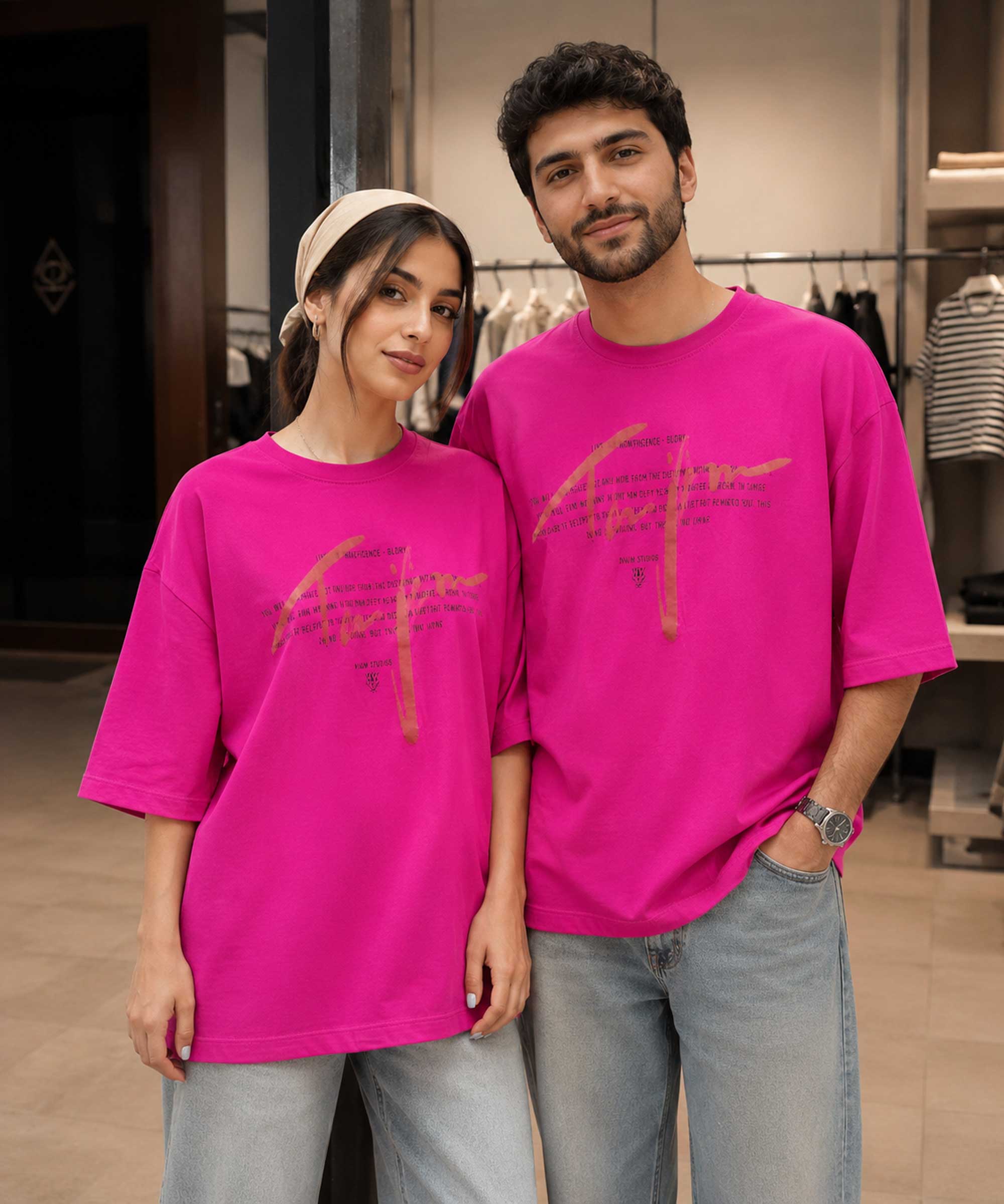 تیشرت کاپلی مدل باکسی TANJIM در کوک مال