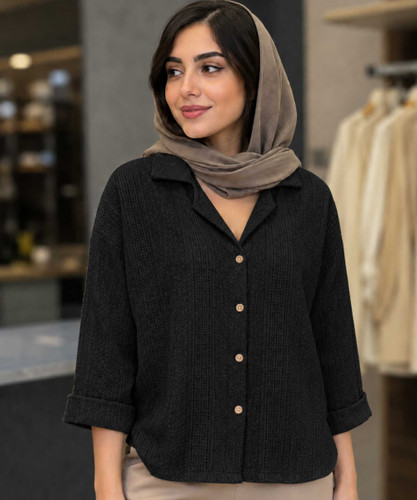 شومیز زنانه مدل ژاکارد بیسکوییتی
