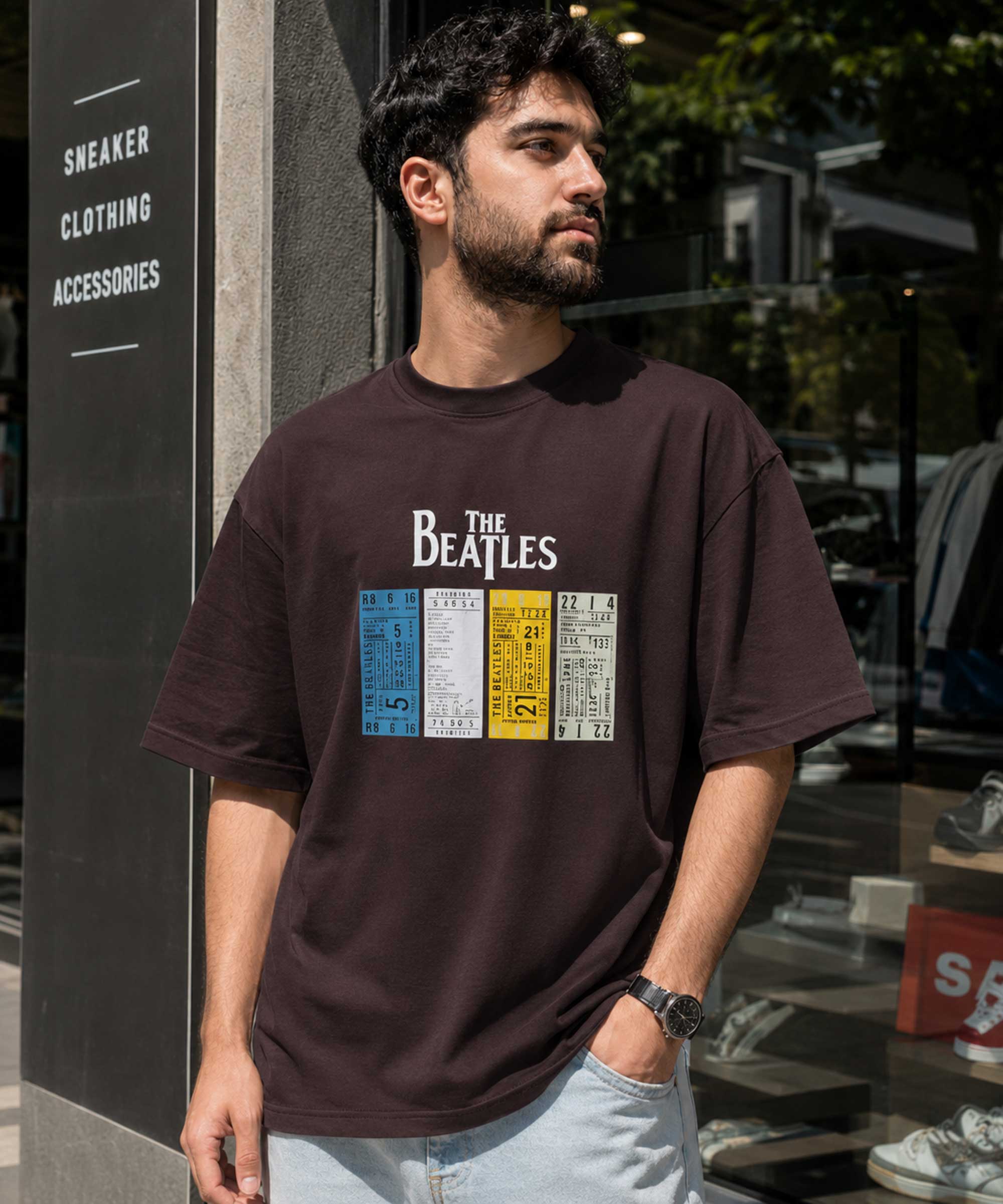 تیشرت مردانه باکسی مدل Beatles