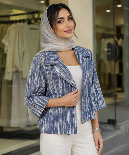 کراپ کت زنانه لینن آبرنگی