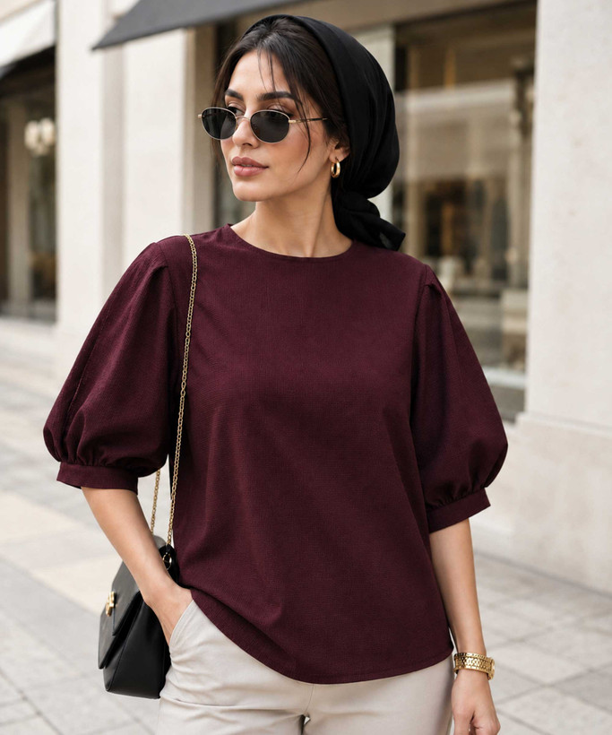شومیز زنانه بیسکویتی آستینپف