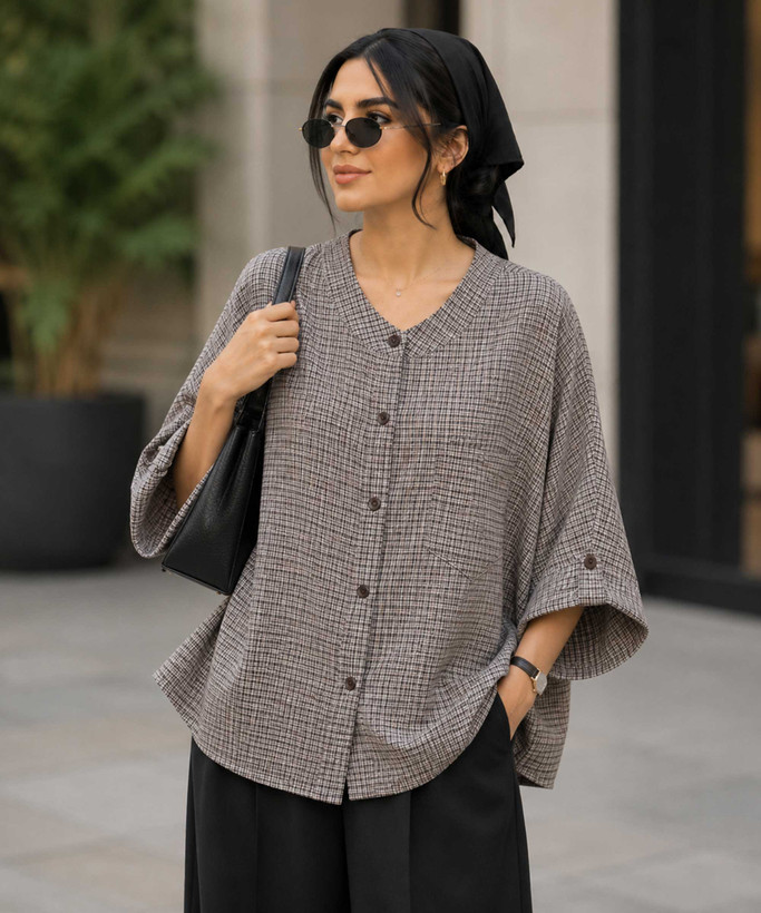 شومیز زنانه نخی مدل چهارخانه