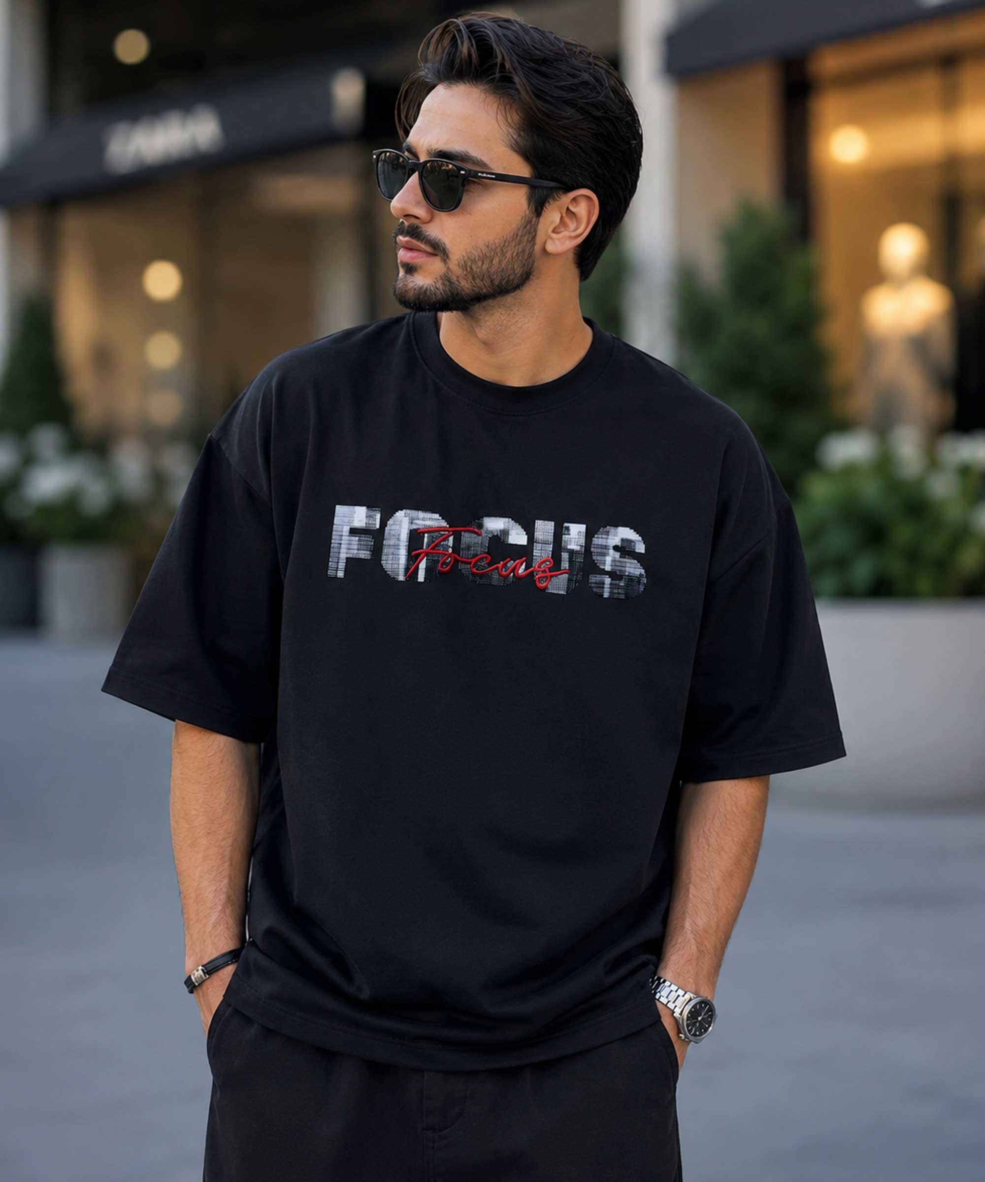 تیشرت مردانه قواره باکسی FOCUS