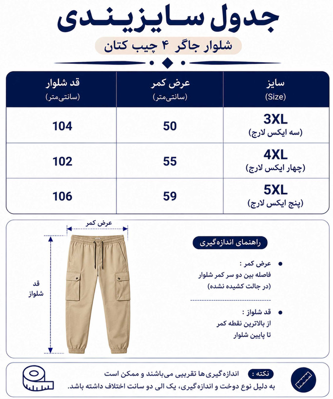 شلوار مردانه جاگر چهار جیب کتان