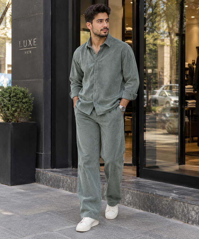ست مردانه پیراهن و شلوار مخمل