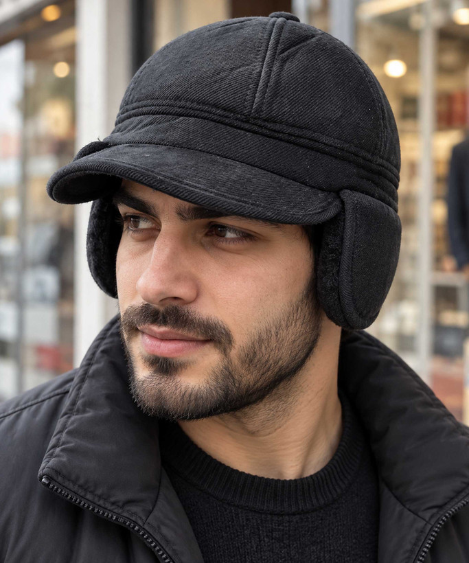 کلاه مردانه مخمل مدل گوشگیر