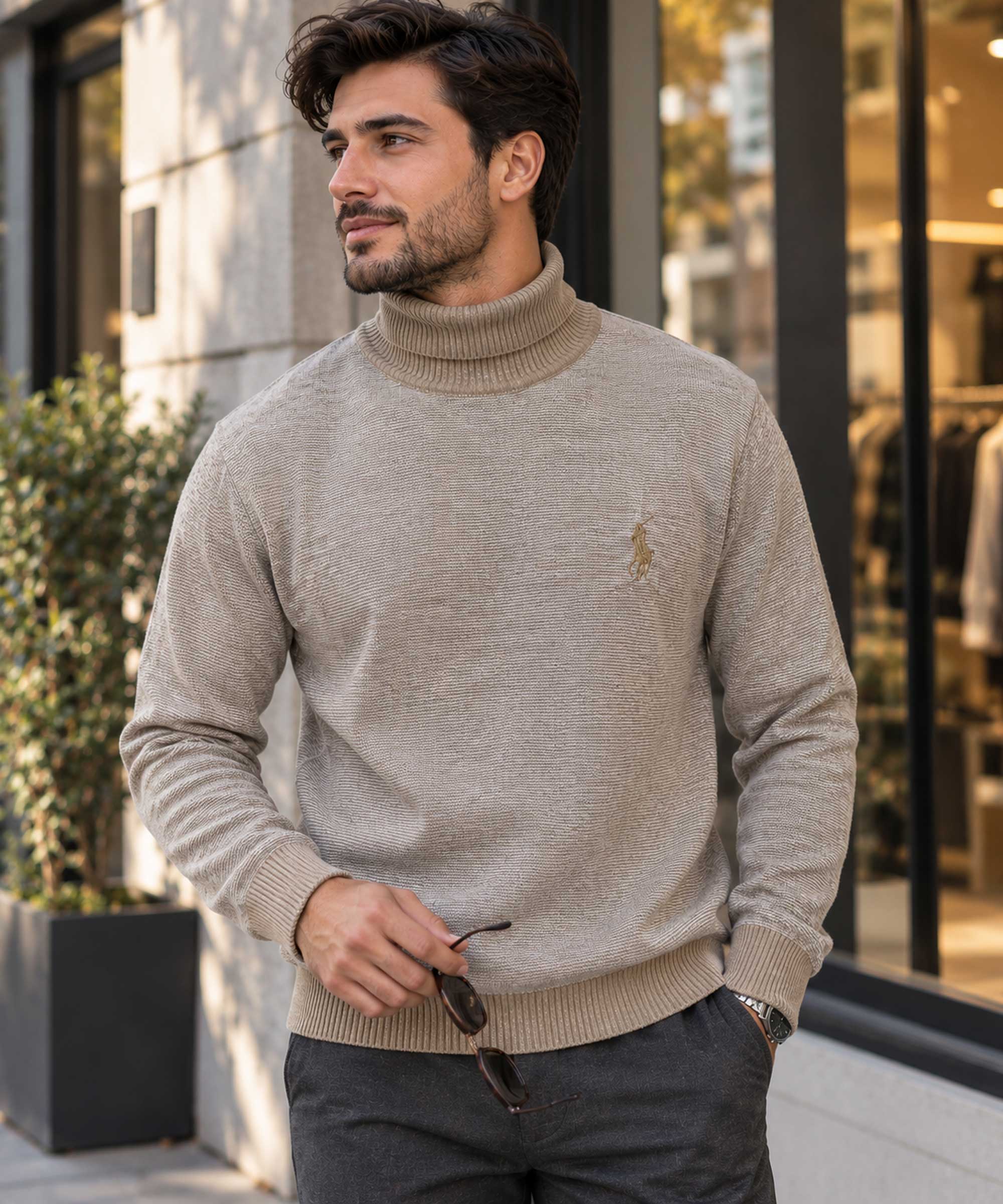 بلوز مردانه مدل یقه اسکی دورنگ Polo