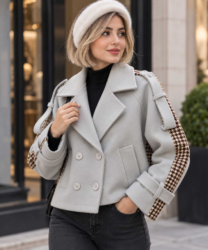 کت فوتر زنانه کوتاه مدل آستین پیدوپل