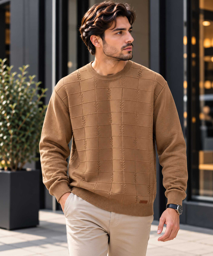 بلوز بافت مردانه مدل گندمی